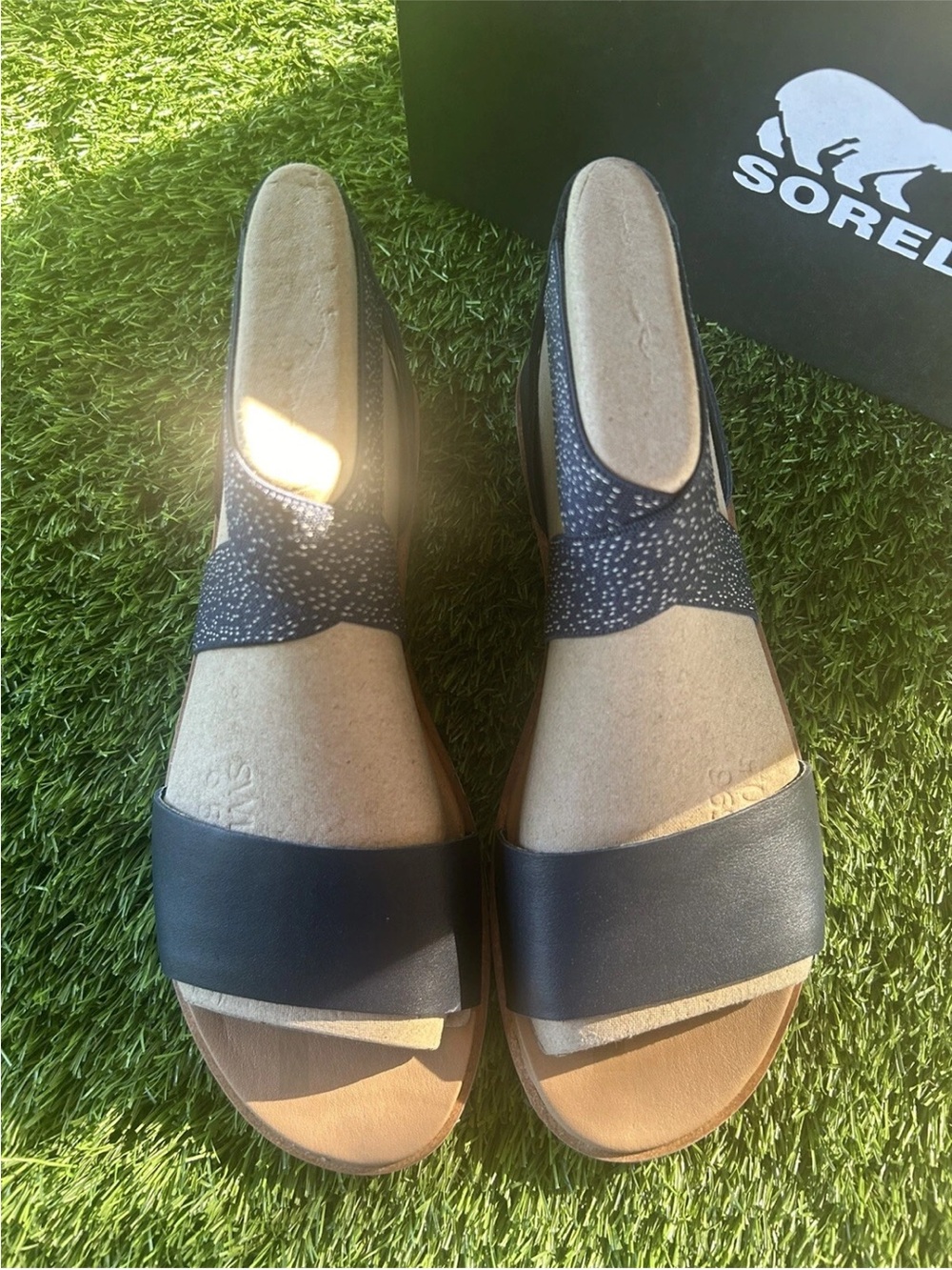 SOREL WOMENS ELLA II SANDALS NOCTURNAL/SEA SALT NEW WITH BOX - Picture 2 of 5
